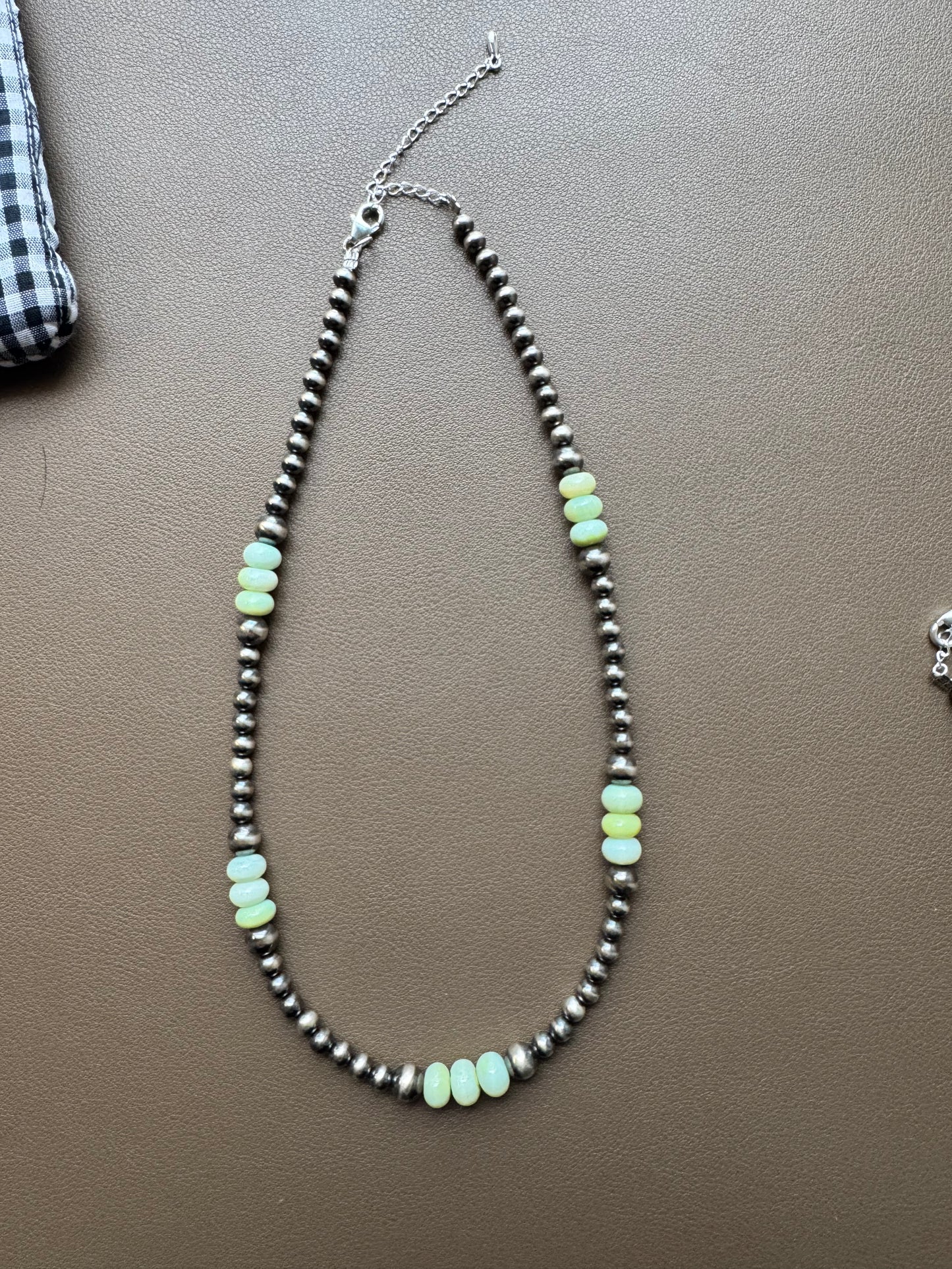 Wild Flowers – Green Opal & Navajo Pearl Necklace