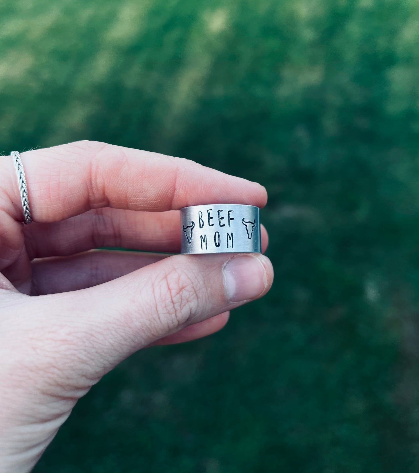 Beef Mom Stamped Rings