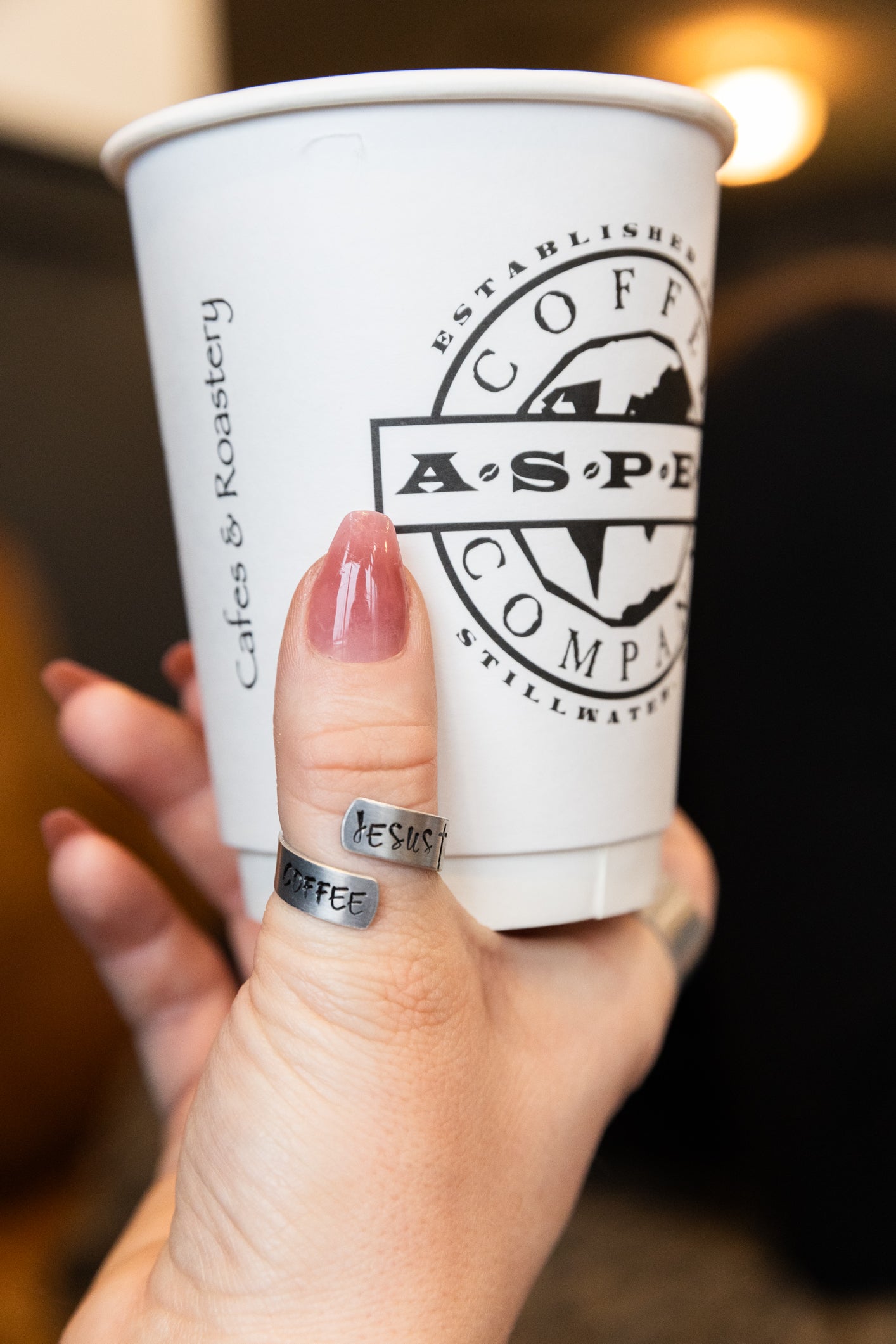 Jesus Coffee Stamped Rings