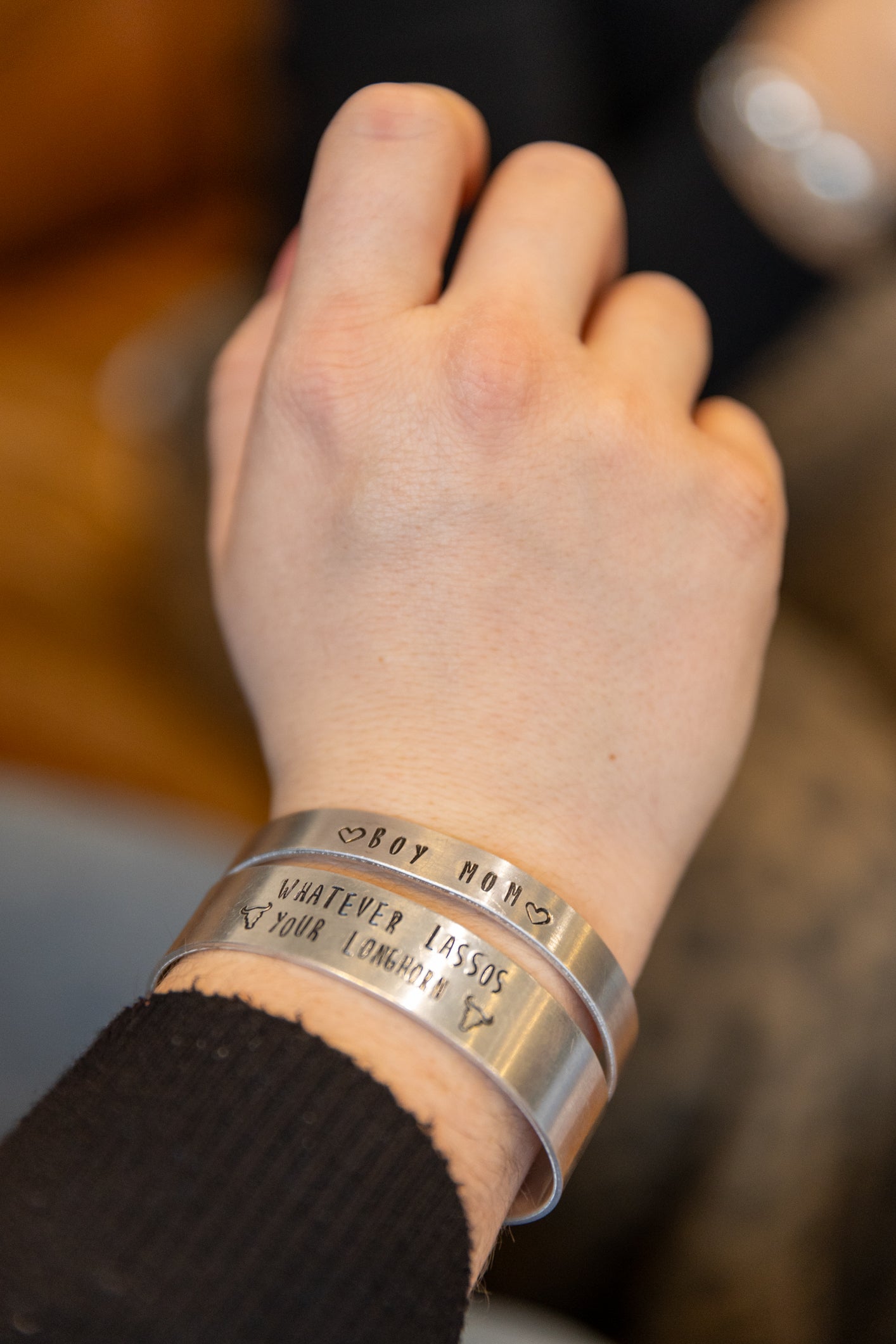 Whatever Lassos Your Longhorn Stamped Bracelets