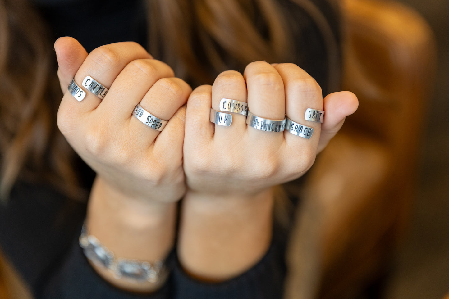 Cowboy Up Stamped Rings