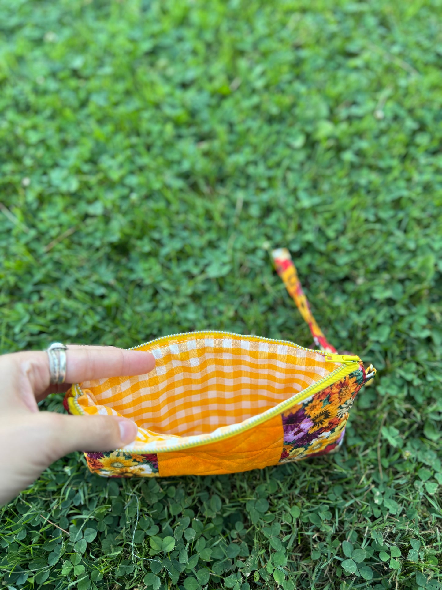 Yellow Flower Quilted Hand Bag