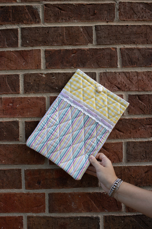 Pastel Yellow Hand-Quilted iPad Case