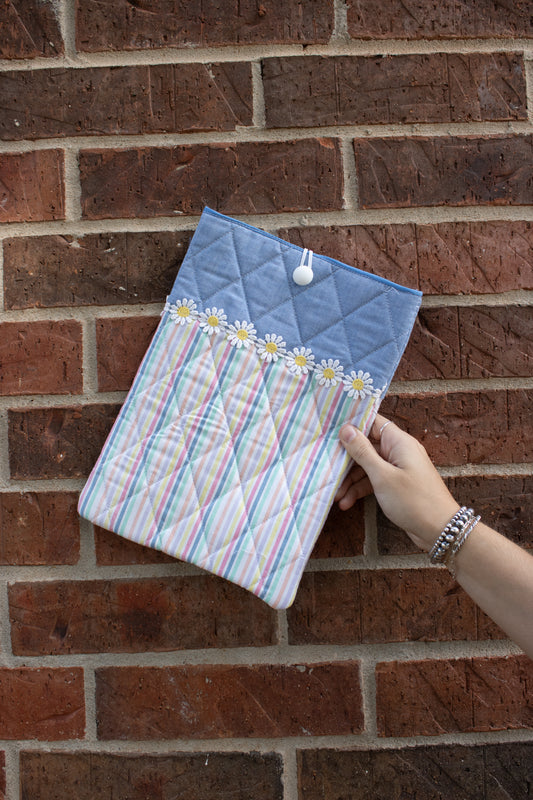 Pastel Daisy Hand-Quilted iPad Case