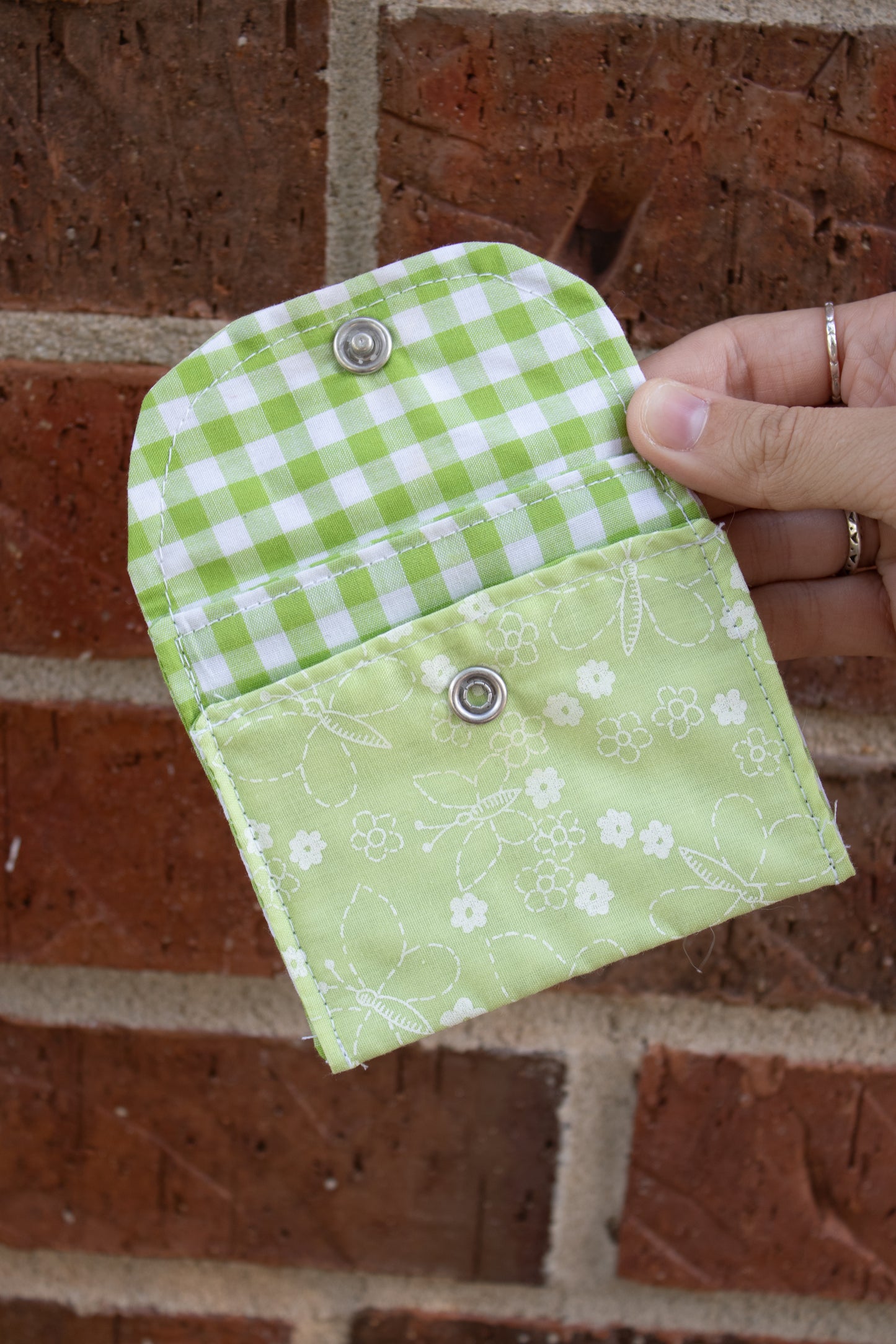 Small Green Floral Hand-Quilted Wallet