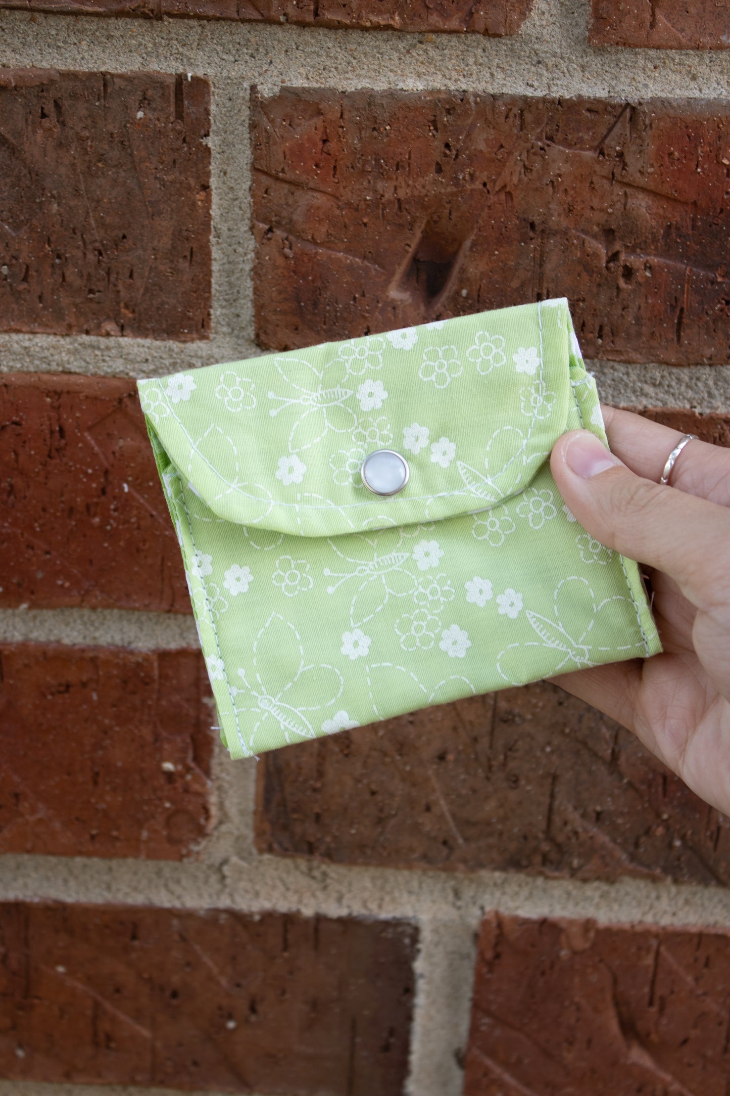 Small Green Floral Hand-Quilted Wallet