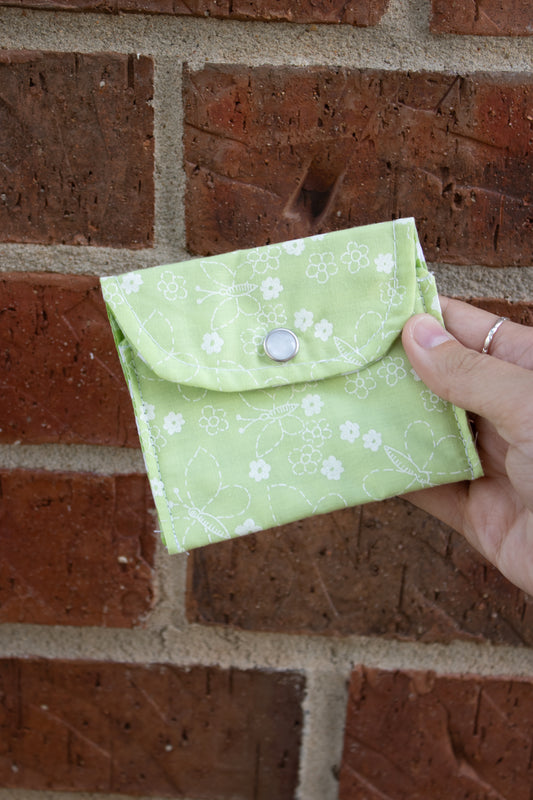 Small Green Floral Hand-Quilted Wallet