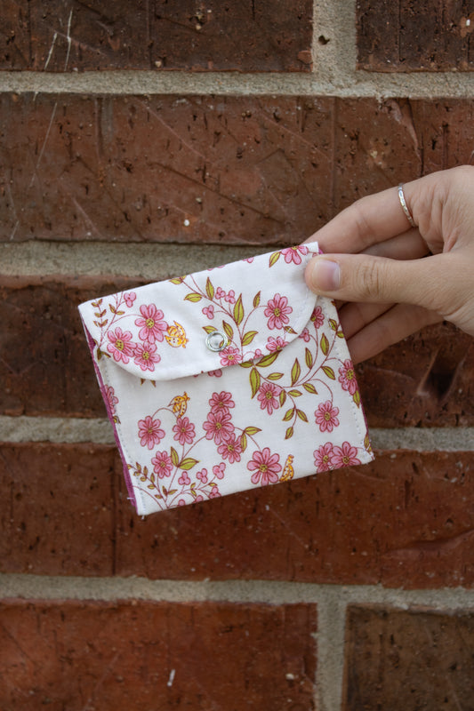 Small Pink Floral Hand-Quilted Clutch
