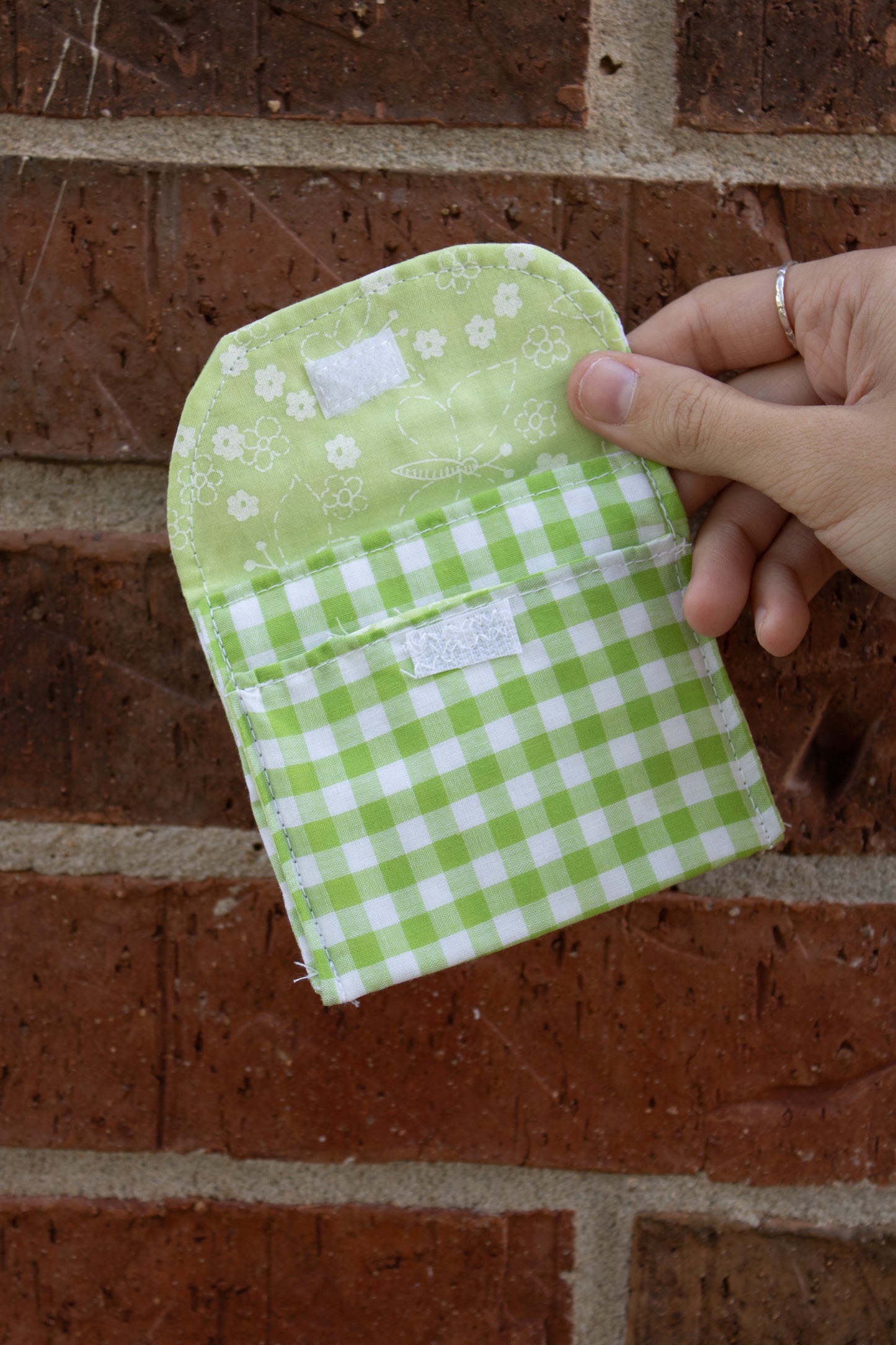 Small Green Gingham Hand-Quilted Wallet