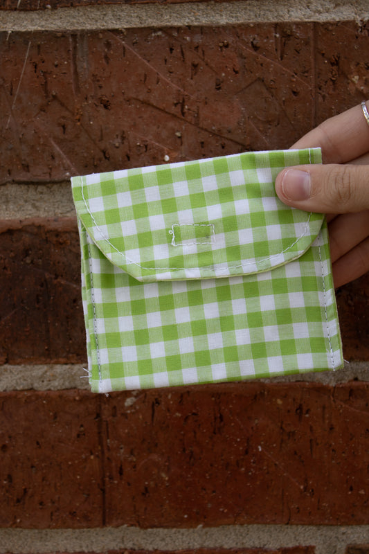 Small Green Gingham Hand-Quilted Wallet