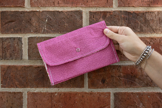 Pink Floral Hand-Quilted Clutch